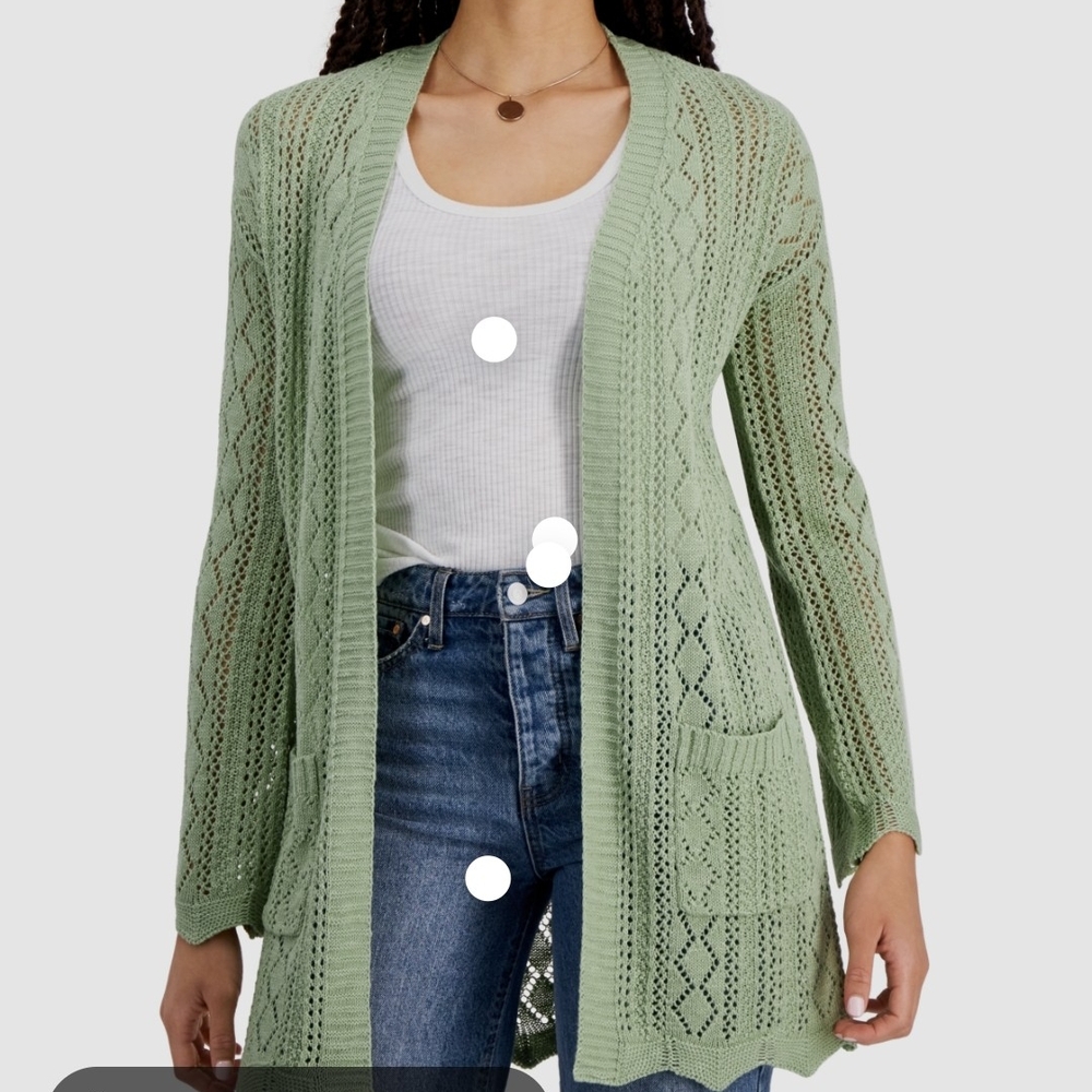 Hippie Rose Green Cable Knit Cardigan